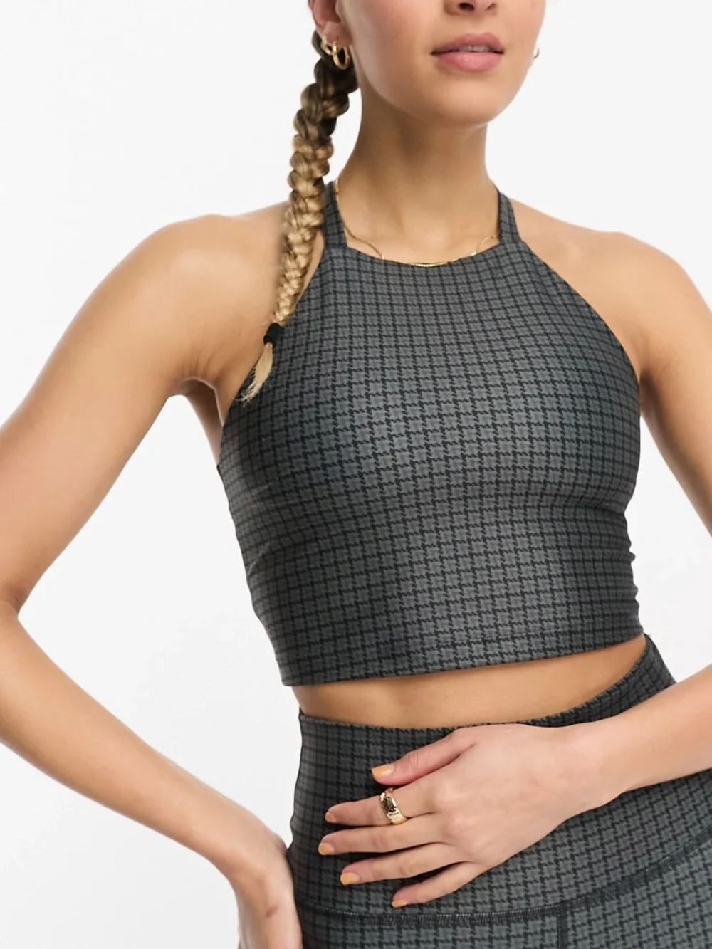 Gilly Hicks Recharge cinch houndstooth Racerback top size M.